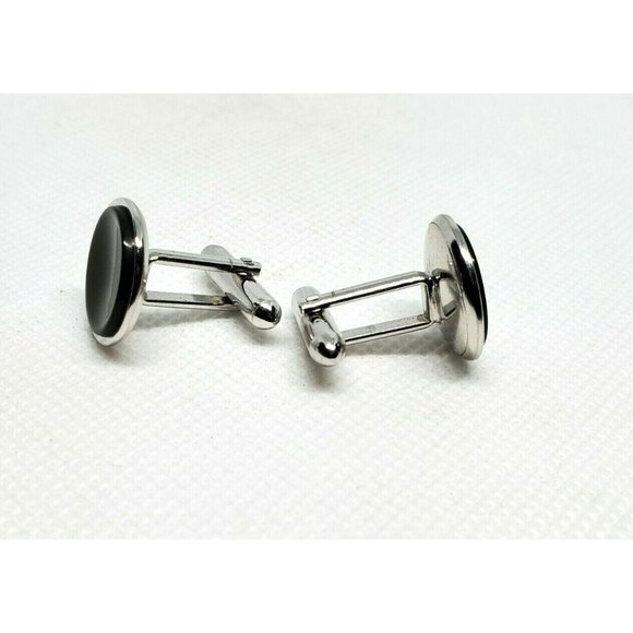 Smoke Pearl Gray Silver Tuxedo Studs Tux Cuff Links - Picture 3 of 8